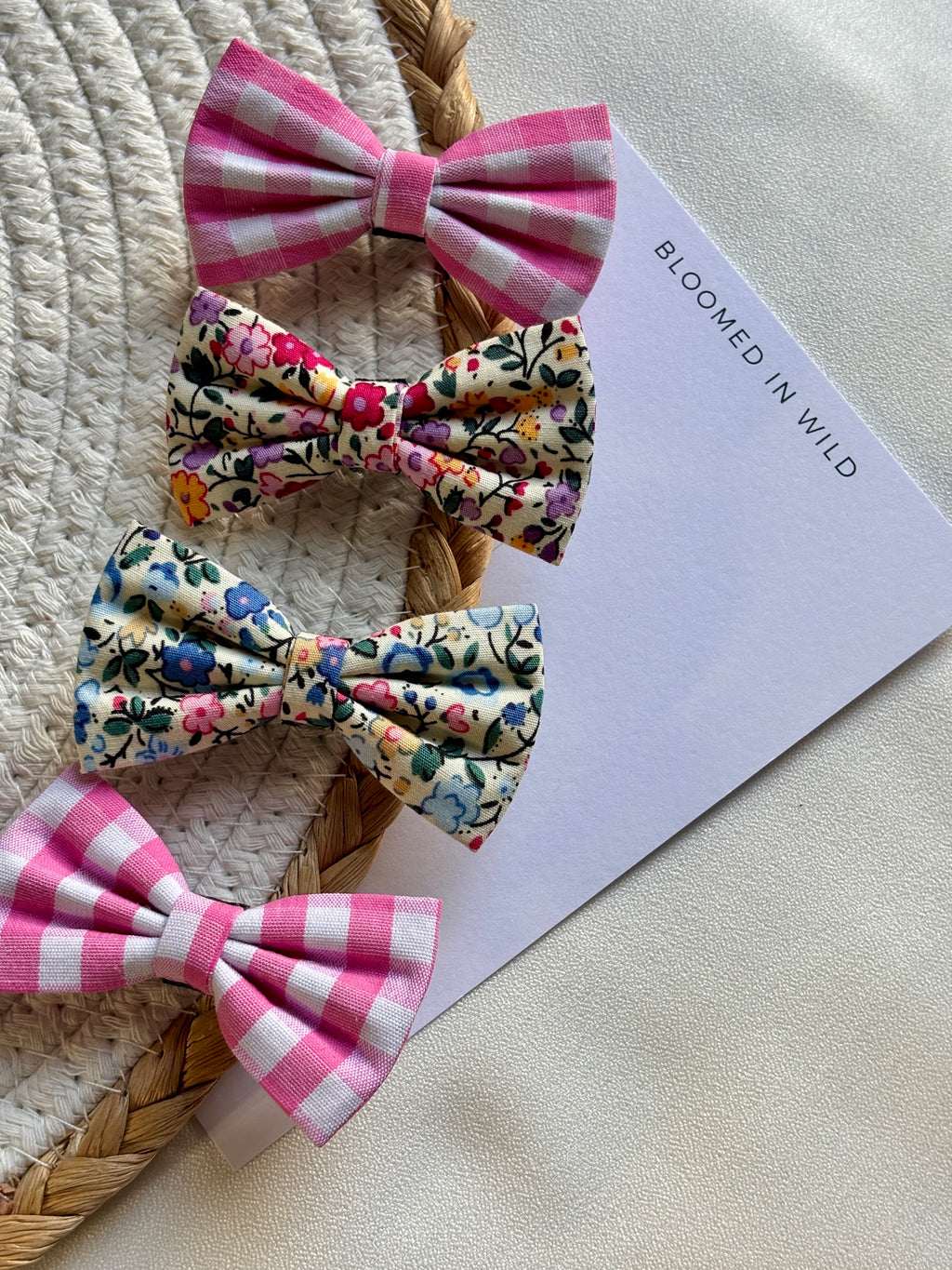 Pink and White check - Petite Hair Bows