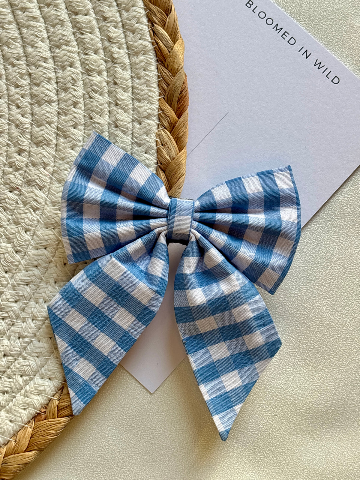 Blue and White check - Sailor Bow