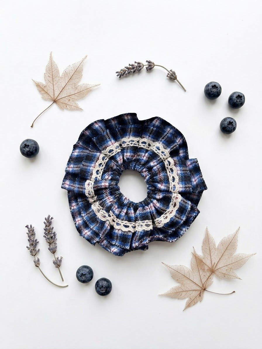 Blue Lace Ruffle scrunchie