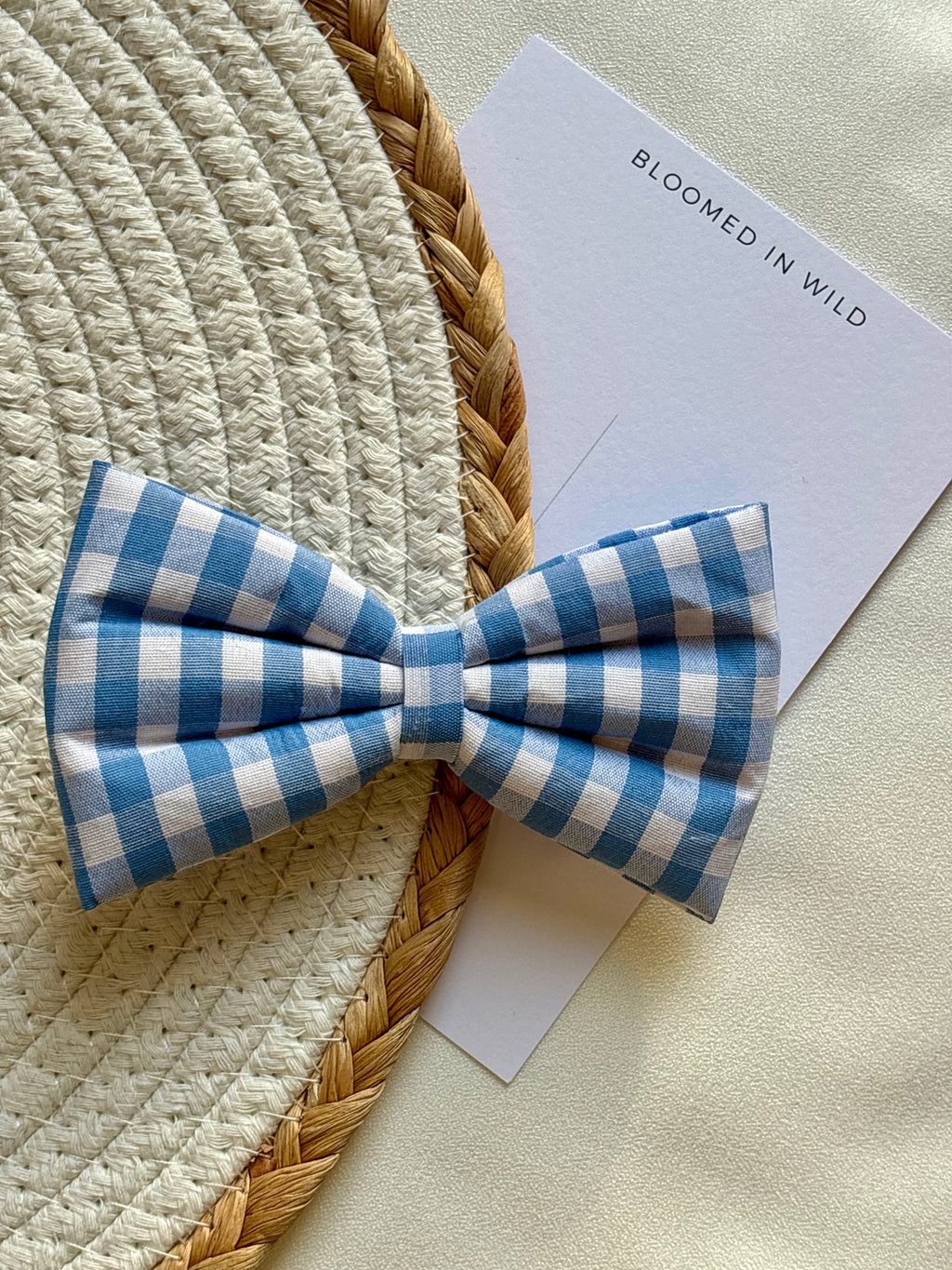 Blue and White check -Classic Bow
