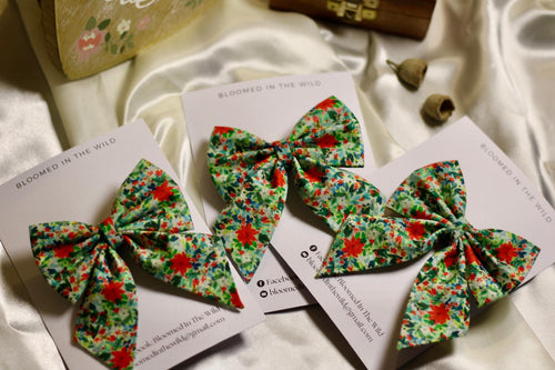 Cherry floral hair bow