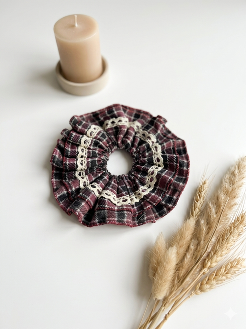 Brown - Lace Ruffle Scrunchie