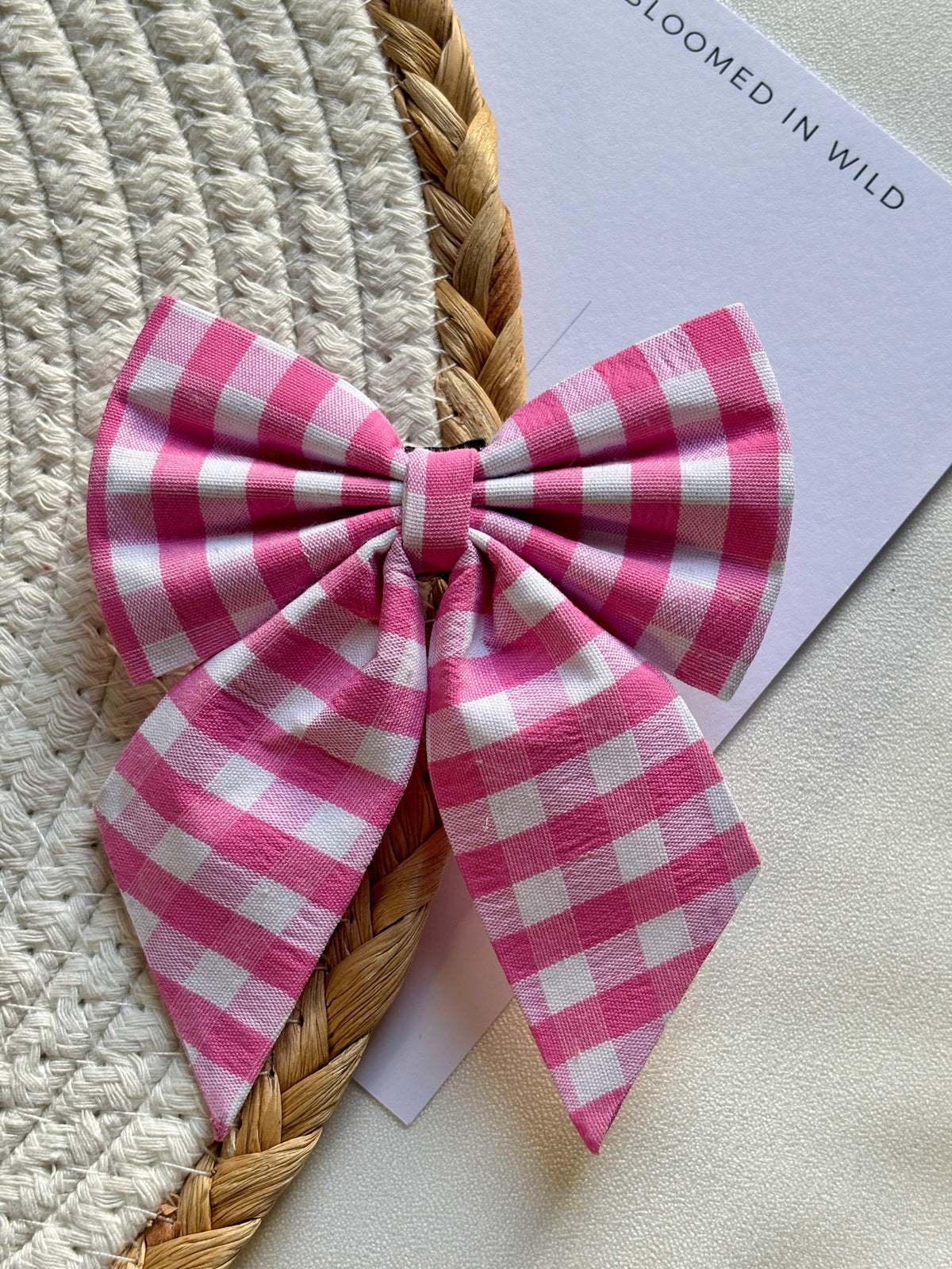 Pink and White check - Sailor Bow