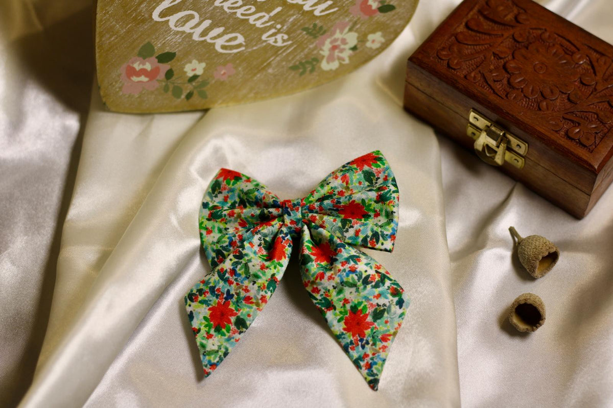 Cherry floral hair bow