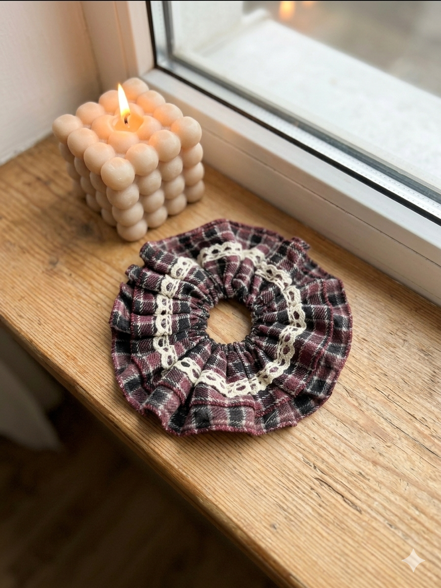 Brown - Lace Ruffle Scrunchie
