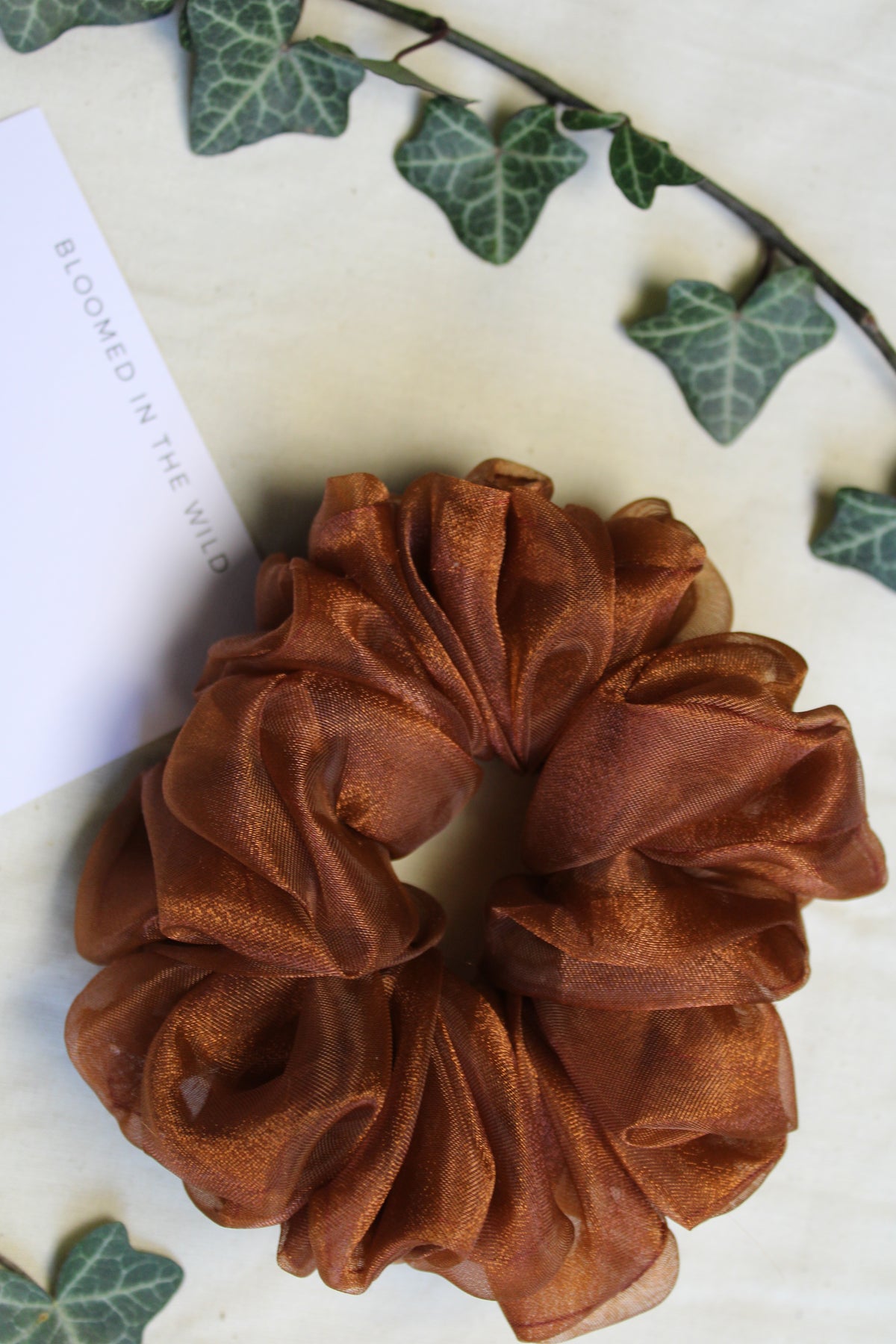 Coffe Brown Organza Scrunchie