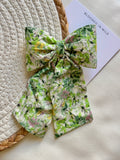Green Floral- Miditail Hair bow