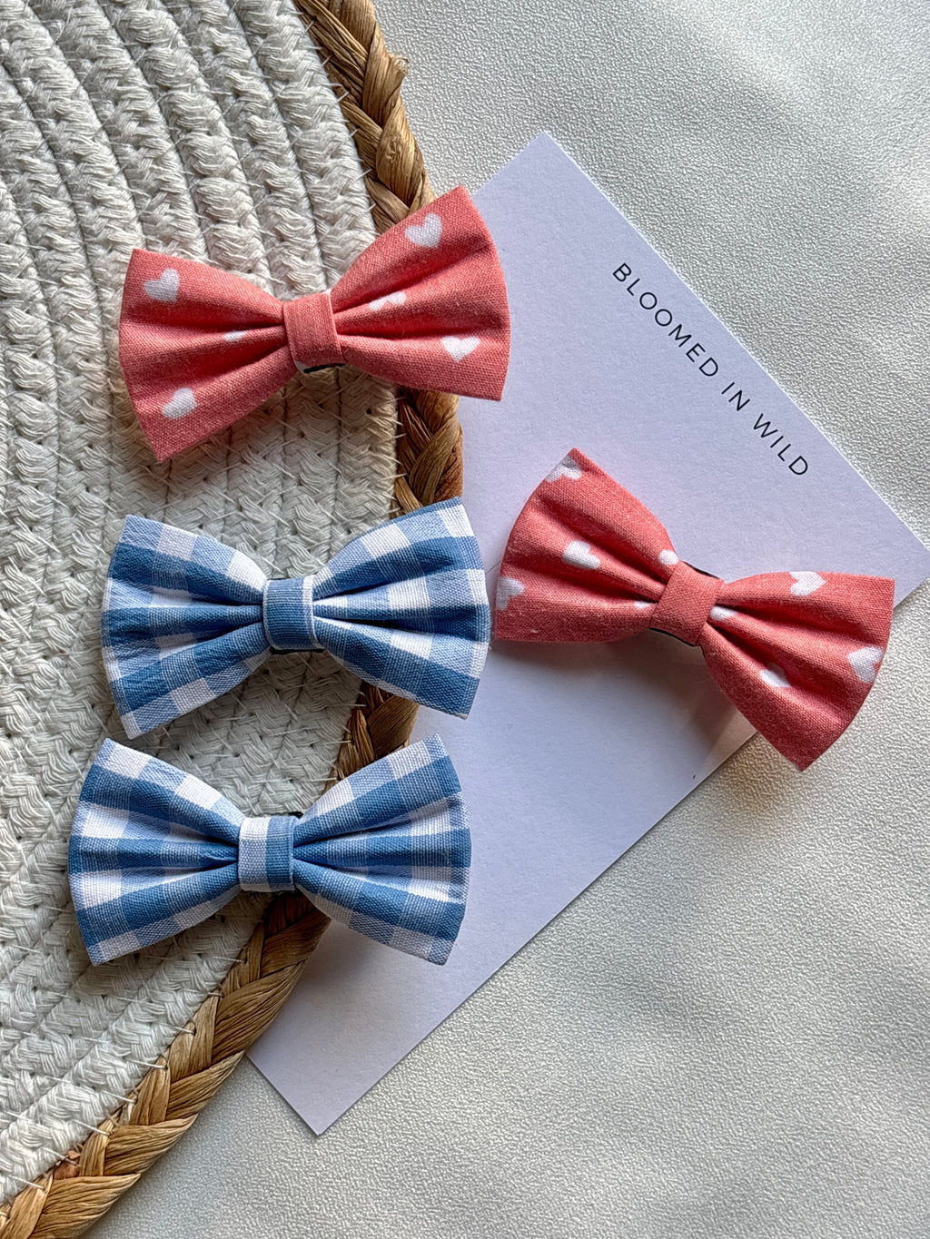 Blue and White check -  Petite Hair Bows