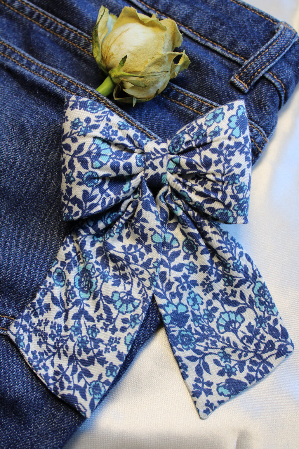 Blue liberty Midi Tail Hair Bow