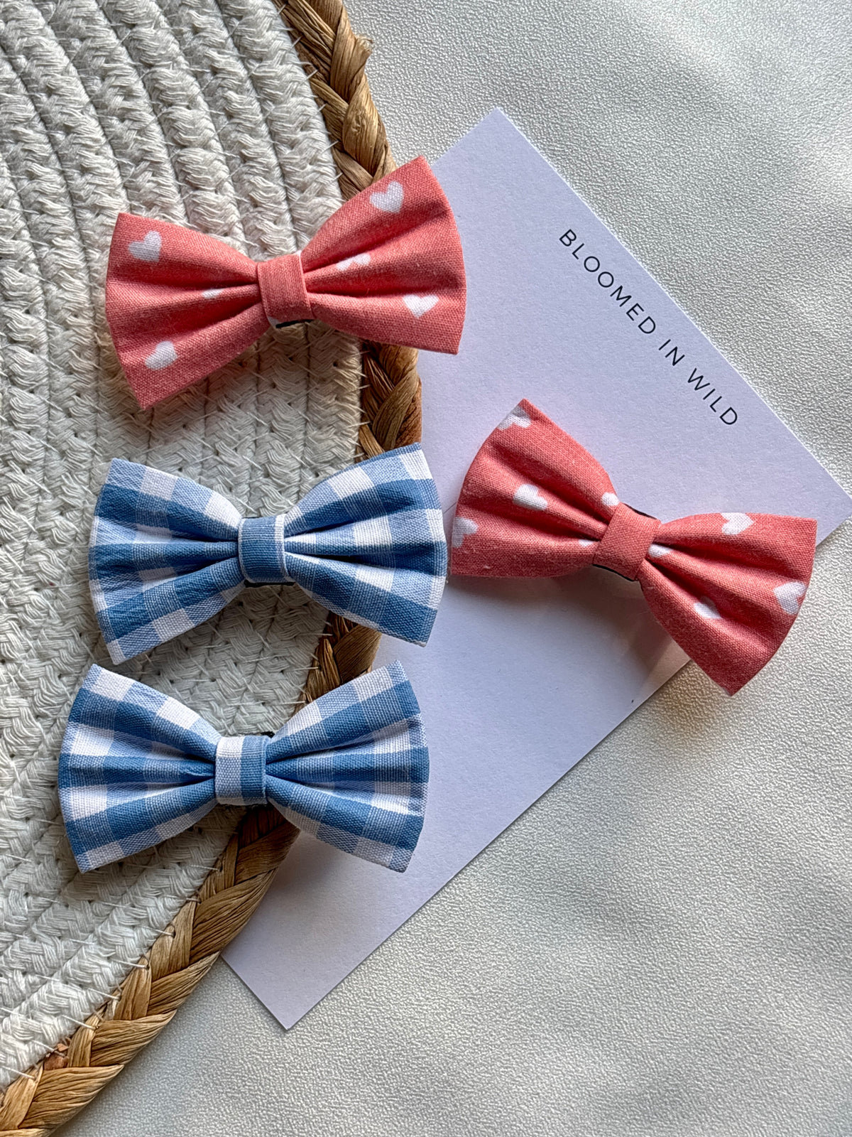 Blue and White check -  Petite Hair Bows