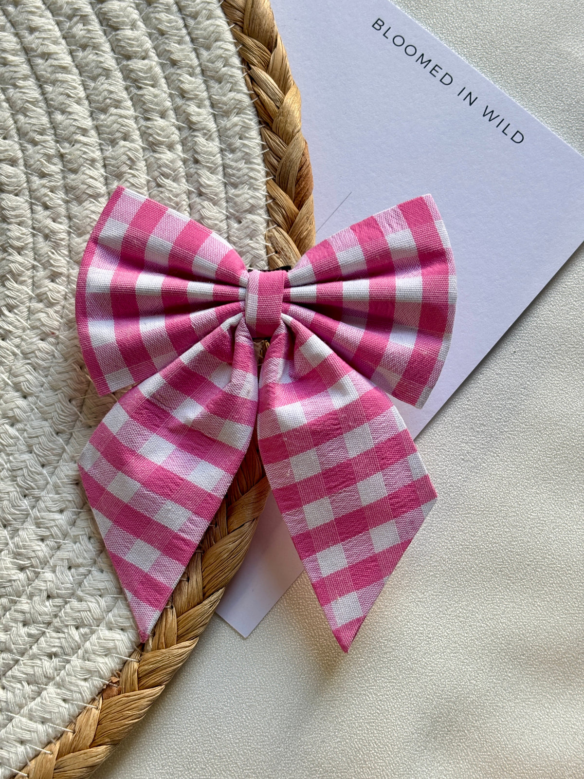 Pink and White check - Sailor Bow