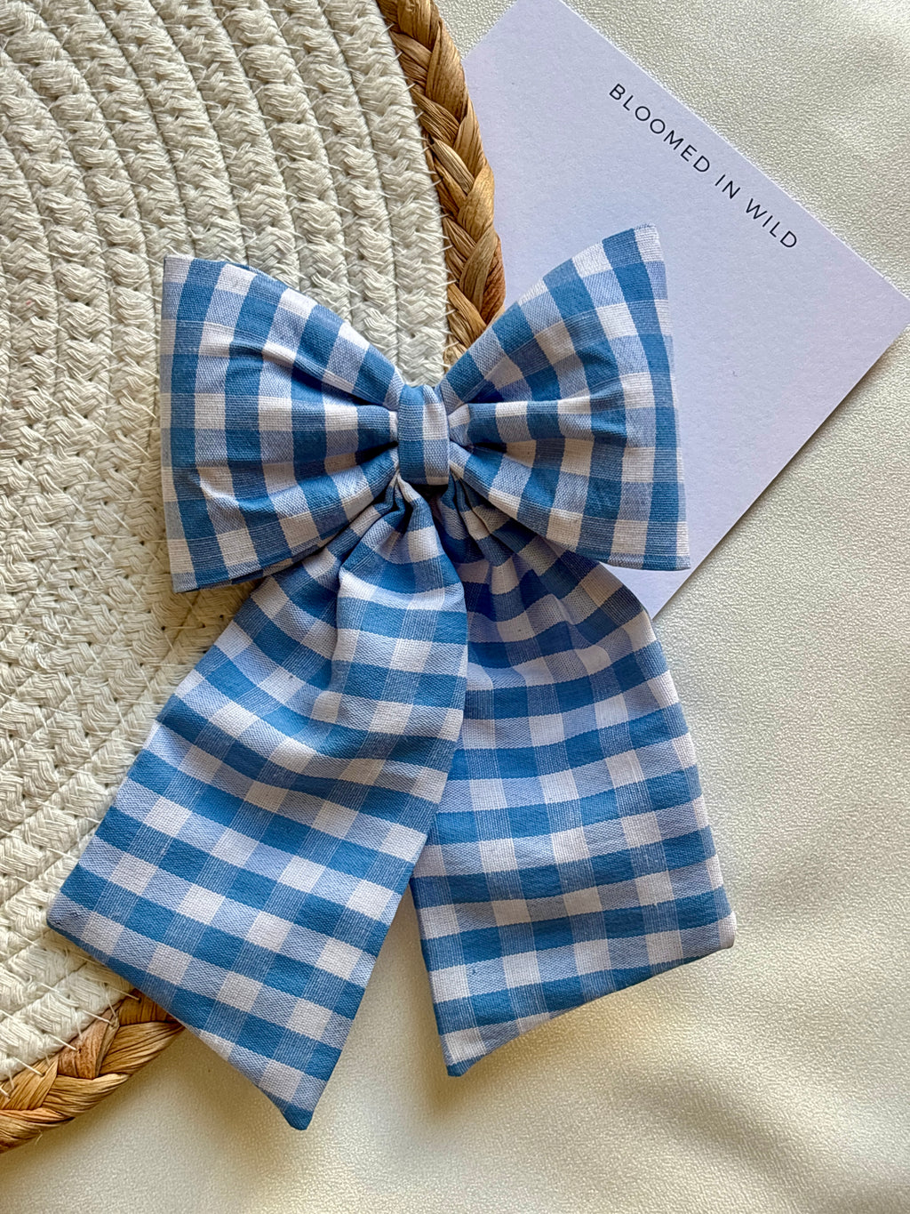 Blue and White check midital bow