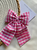 Pink and White check Midital Bow