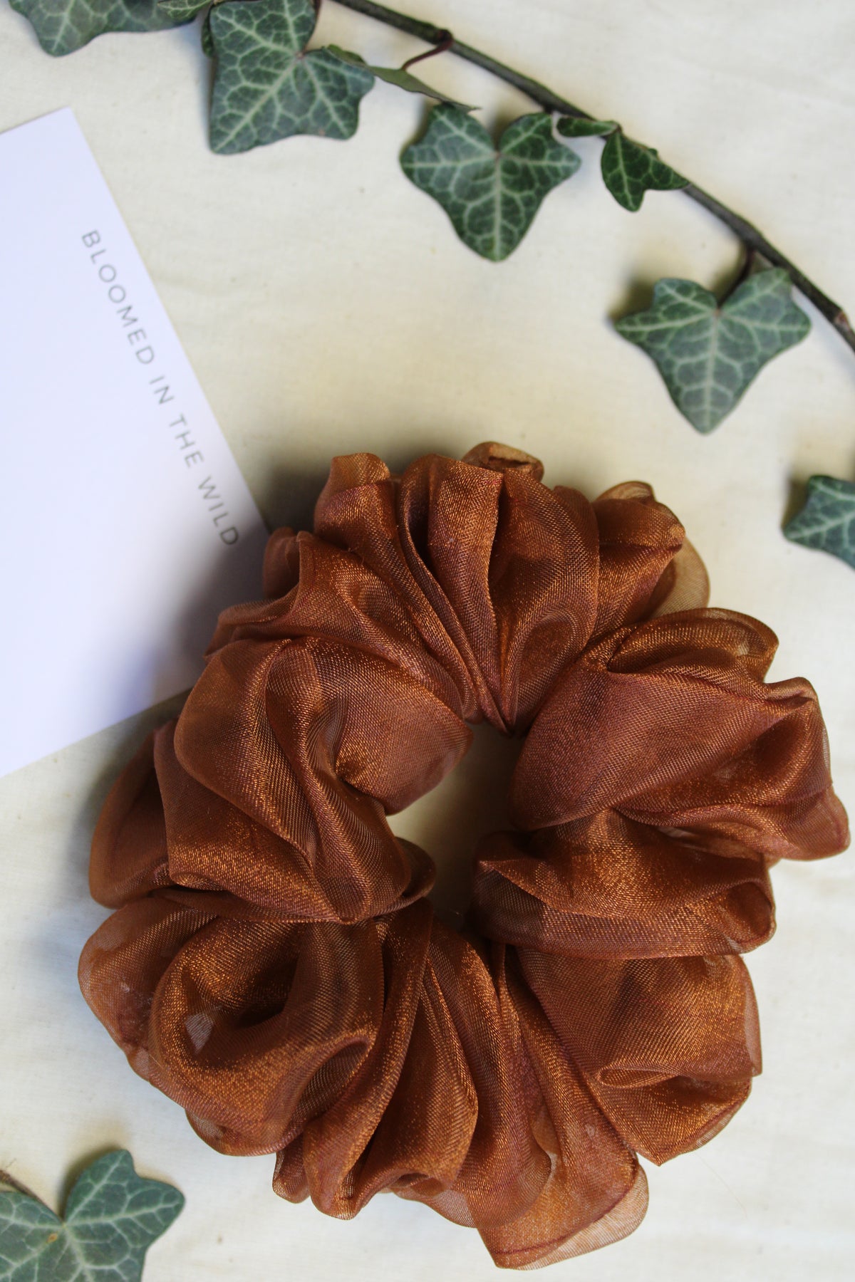 Coffe Brown Organza Scrunchie