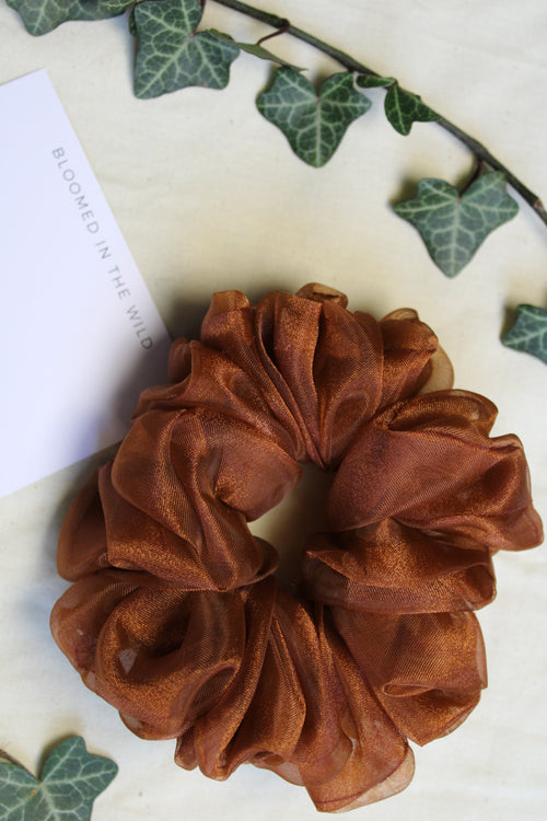 Coffe Brown Organza Scrunchie