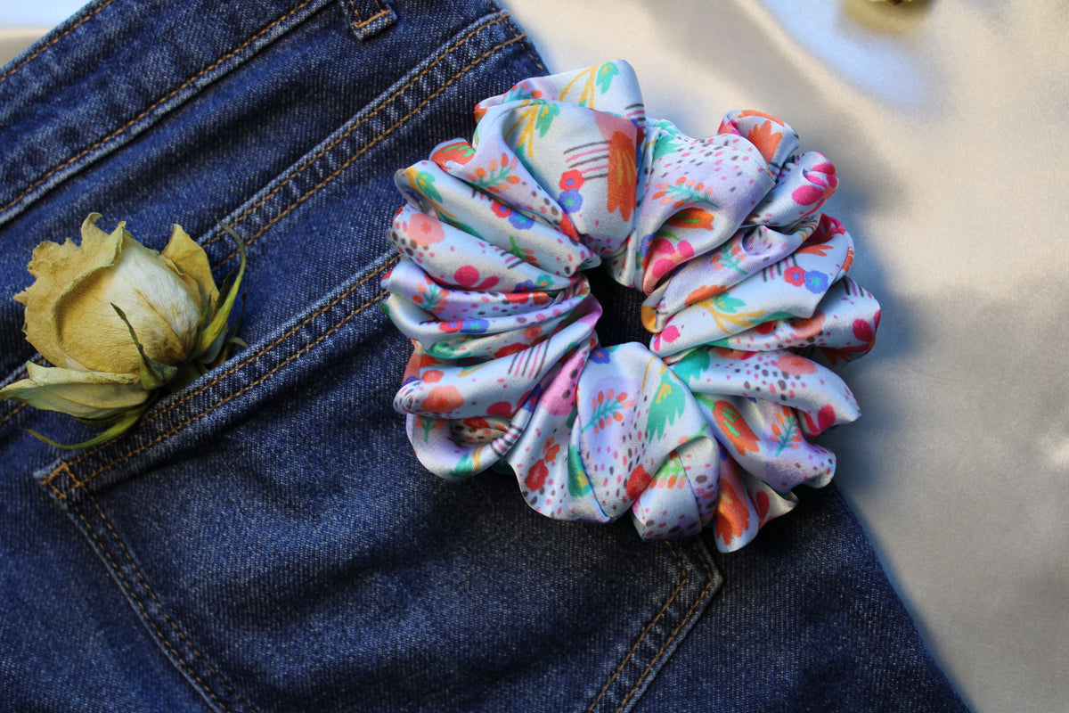 Satin Multicoloured Scrunchies Size Medium
