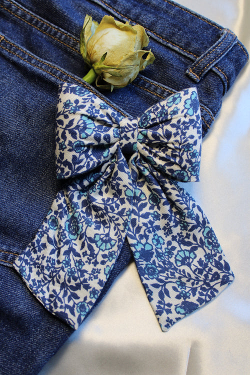 Blue liberty Midi Tail Hair Bow