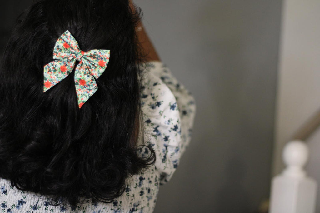 Cherry floral hair bow