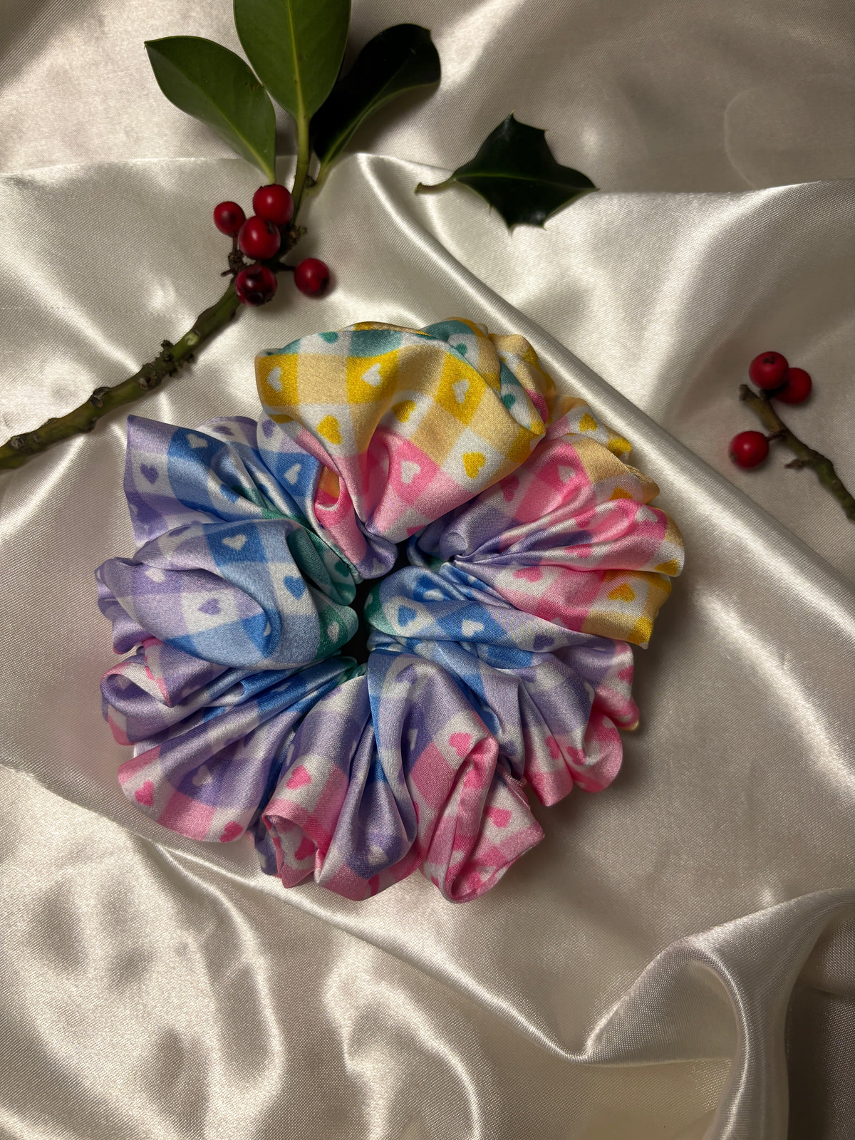 Multi coloured Heart Scrunchies- Size XL